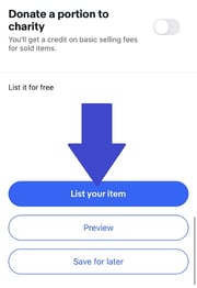 問題がなければ、「List your item」をタップ