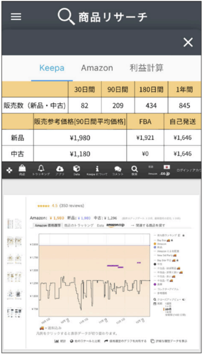 Keepa画面